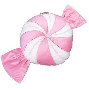 Pink PEPPERMINT CANDY Shaped Pillow 29x17 Christmas Holiday Swirl by Novogratz